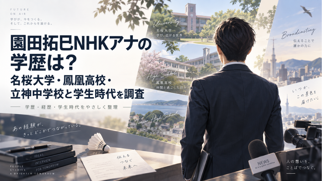 園田拓巳アナ（NHK）の学歴は？名桜大学・鳳凰高校・立神中学校と学生時代を調査