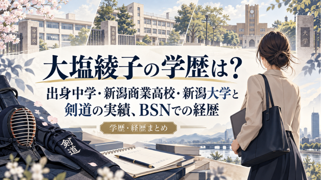 大塩綾子の学歴は？出身中学・新潟商業高校・新潟大学と剣道の実績、BSNでの経歴